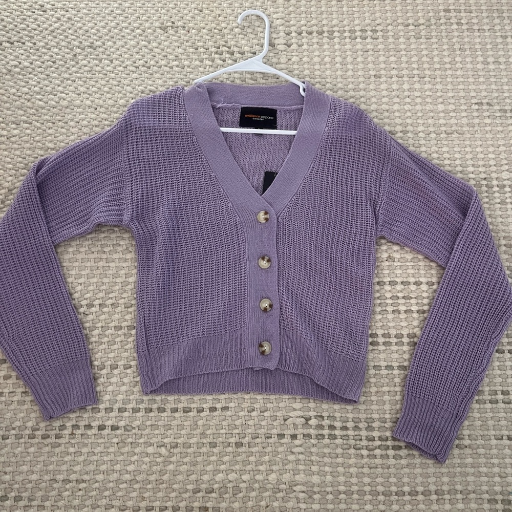 Purple Cardigan Sweater